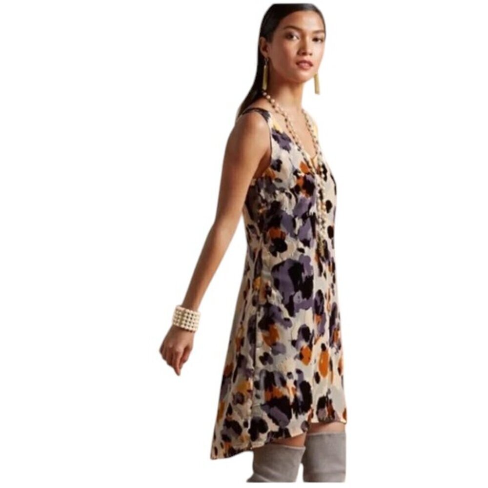 Cabi Radient Burnout Velvet Hi-Low Midi Shift Dress Womens Medium